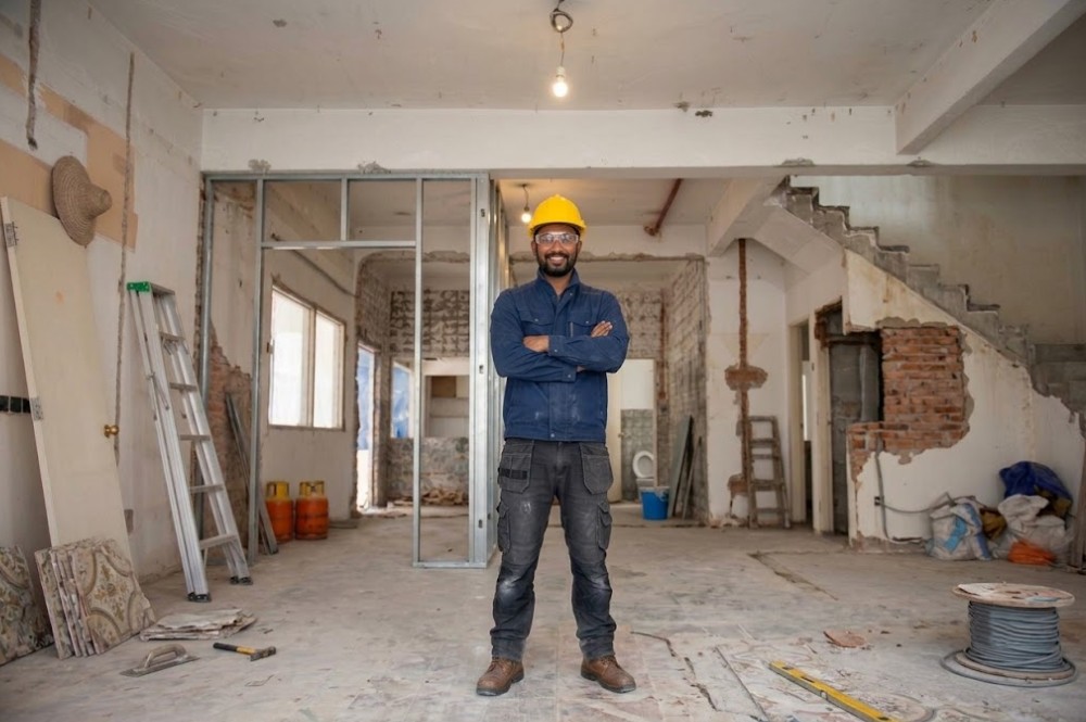 Handyman finishing a property maintenance job